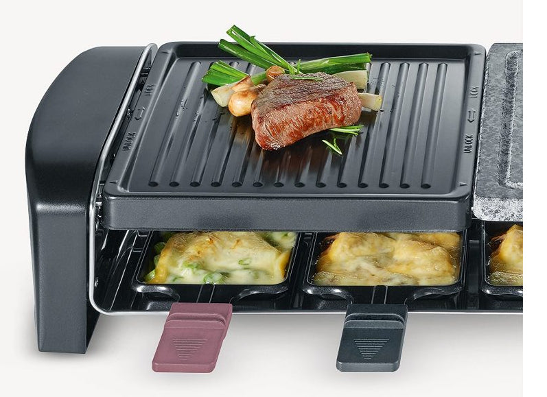 Severin Raclette-Grill RG9645 – 8 Personen, 1'400 W, Grillplatte Stein – Schwarz