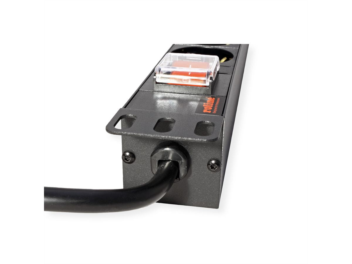 ROLINE Rack-PDU – 1U, 8× Schuko (Typ E/F), 2 m, mit Schalter, 250 V/16 A, schwarz
