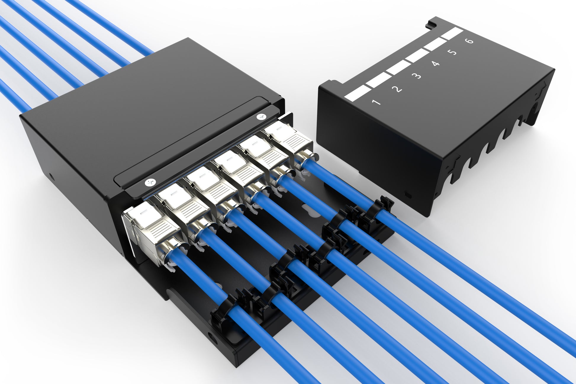Digitus DN-93708-6 – Konsolidierungsbox, 6× Keystone-Module (RJ-45), Stahl, Schwarz, 135×203×54 mm