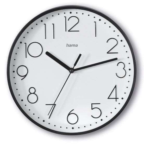 Hama Selina Wanduhr – Analog, lautlos, Ø 22 cm, schwarz, Kunststoff/Glas