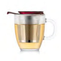 Bodum Teetasse – 350 ml, 10 × 11,5 cm, Borosilikatglas, Bordeaux, mit Edelstahlsieb