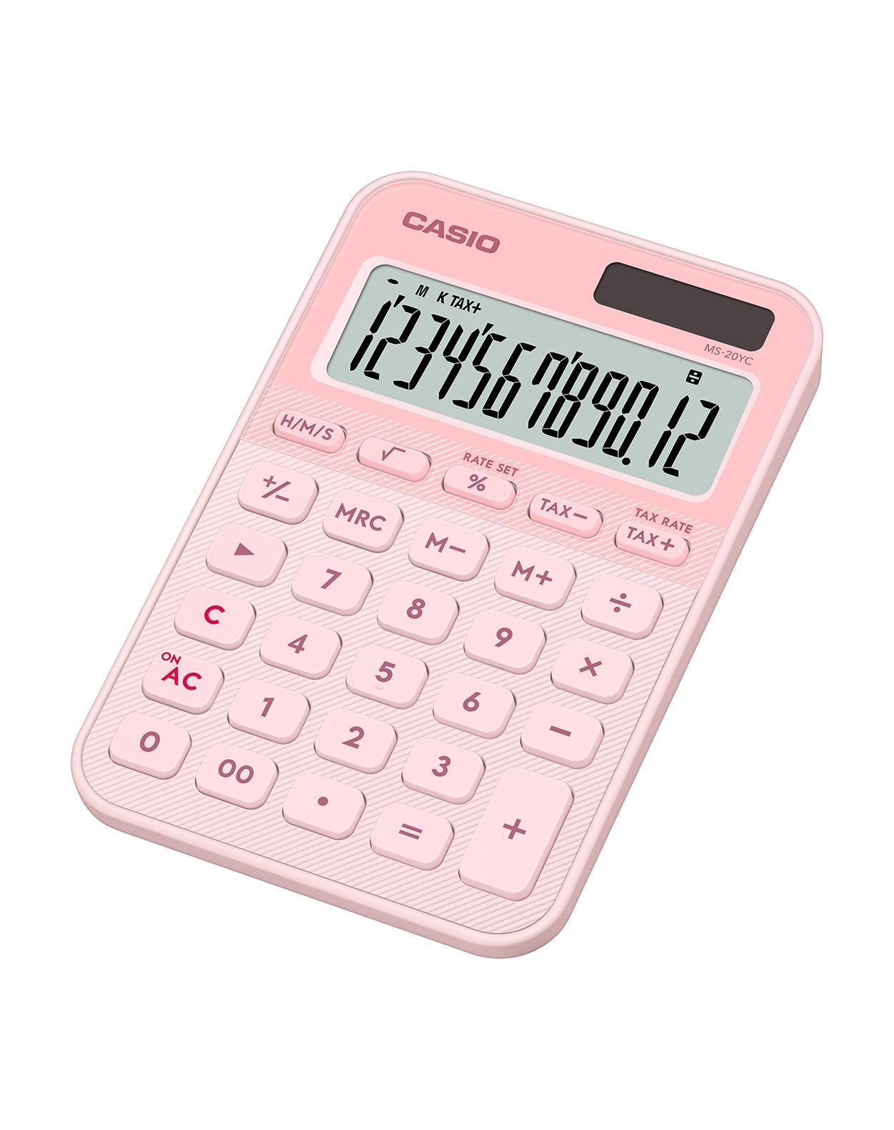 Casio Tischrechner MS-20YC – 12-stellig – Solar/Batterie – Hellrosa