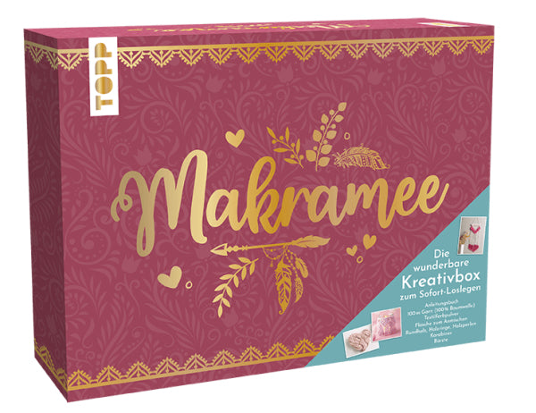 TOPP Verlag Makramee Kreativbox – Makramee-Set – 6 Projekte – Baumwolle & Holz (Esche) – ab 3 Jahren