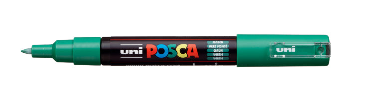 Uni-Ball POSCA Kreativ-/Pigmentmarker – Rundspitze 0,7–1 mm, grün, 1 Stk., deckend, geruchlos – für viele Oberflächen
