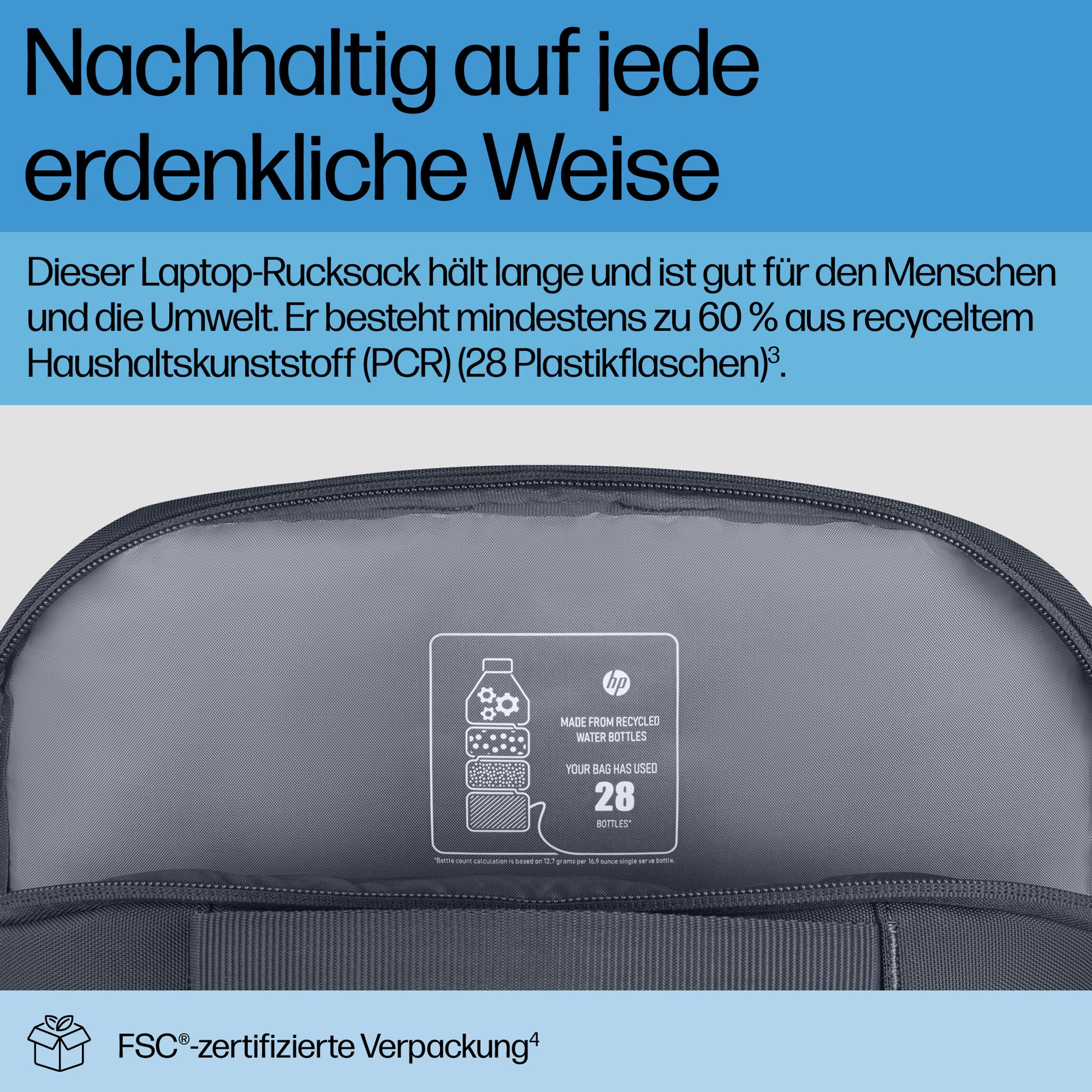 HP Notebook-Rucksack bis 16,1" – Wasserfest, Trolley-Haltegurt – Odyssey Grau