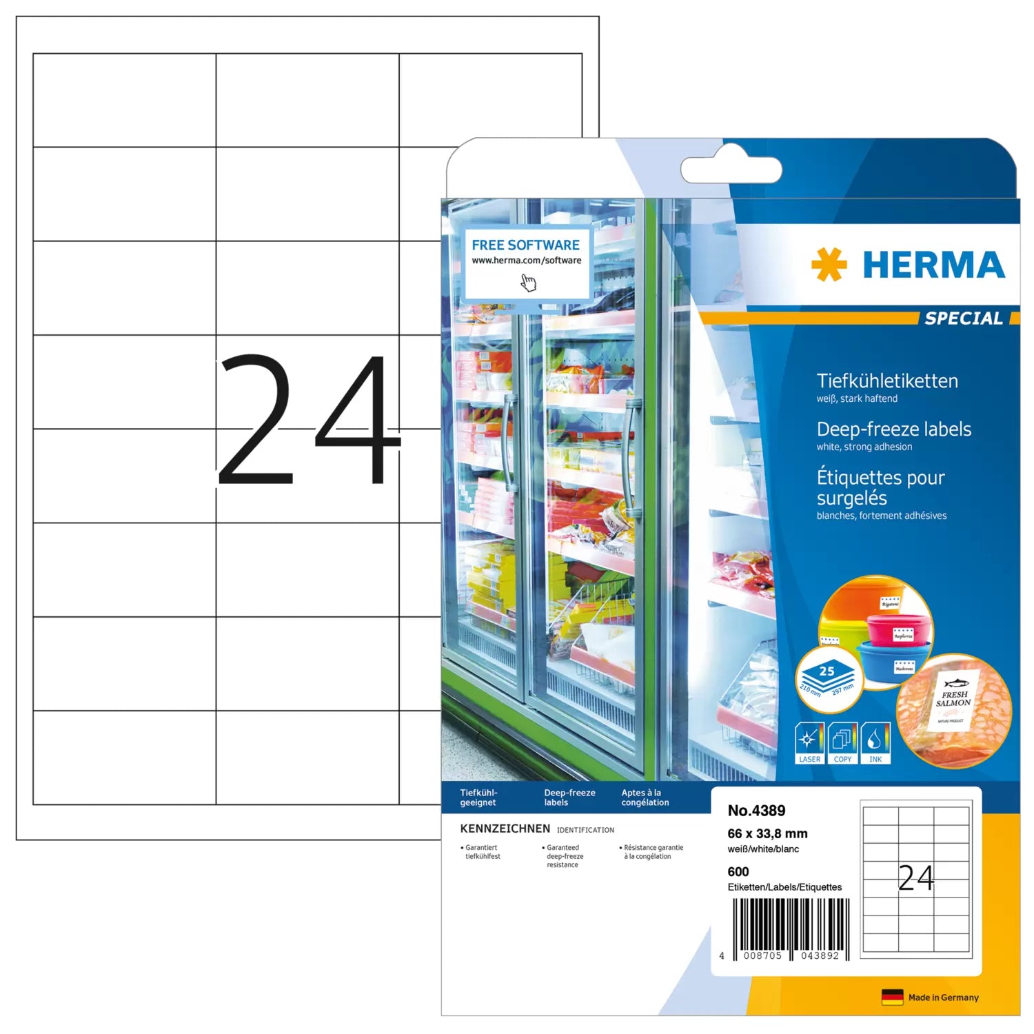 HERMA Special – Etiketten A4 66 × 34 mm – Papier, weiss – permanent haftend – Laser/Inkjet – 25 Blätter