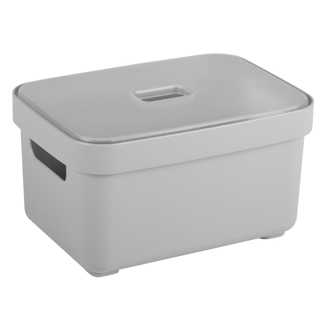 Sigma home Aufbewahrungsbox 2,5 l (ohne Deckel) – Kunststoff – Grau – stapelbar, mit Griff – 177 × 128 × 93 mm