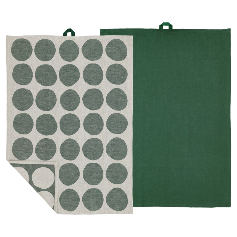 Södahl Geschirrtuch Bubbles – 50 × 70 cm, Pine Green, Baumwolle, 2er-Set, OEKO-TEX STANDARD 100