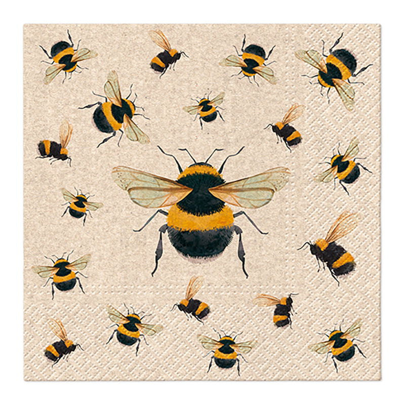 G. Wurm Servietten Biene – mehrfarbig – 33 × 33 cm, 3-lagig – 20 Stück