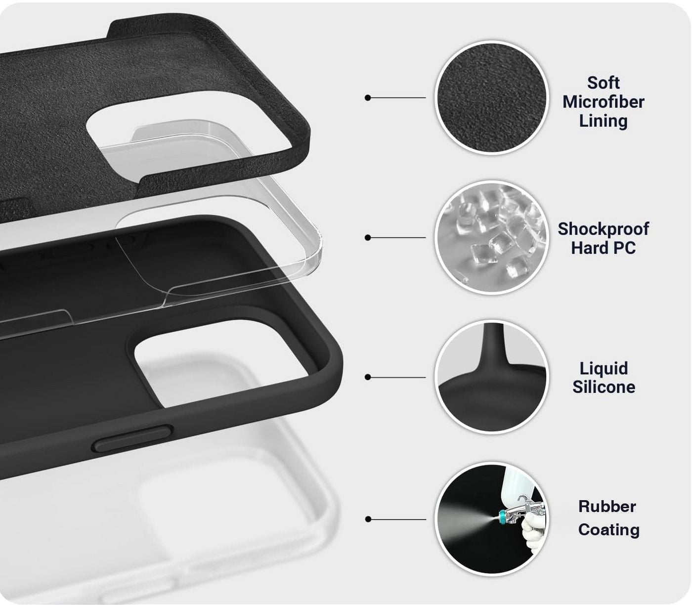 eSTUFF INFINITE RIGA Backcover – für Apple iPhone 16, PC+Silikon, Schwarz
