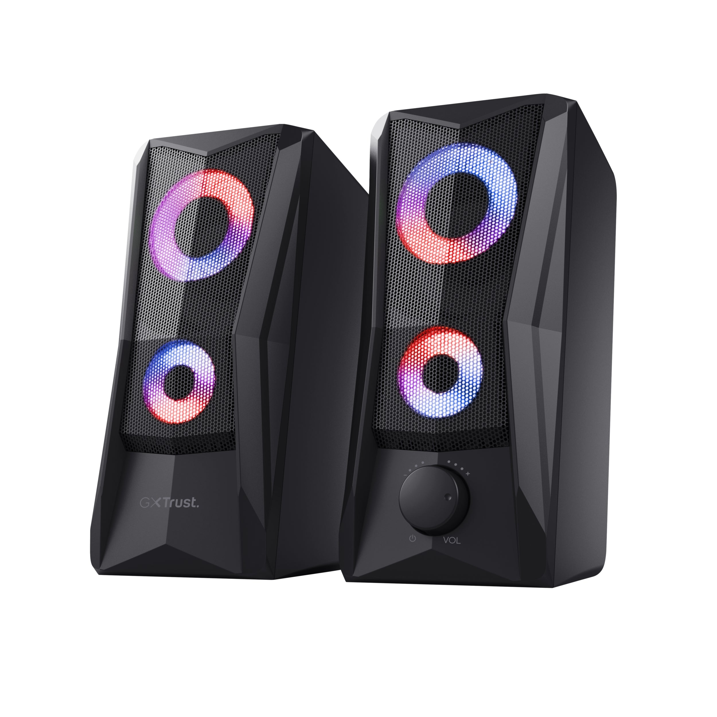 Trust GXT 606 JAVV – PC-Lautsprecher – 2.0, 12 W, 3,5 mm, LED-Beleuchtung, Schwarz