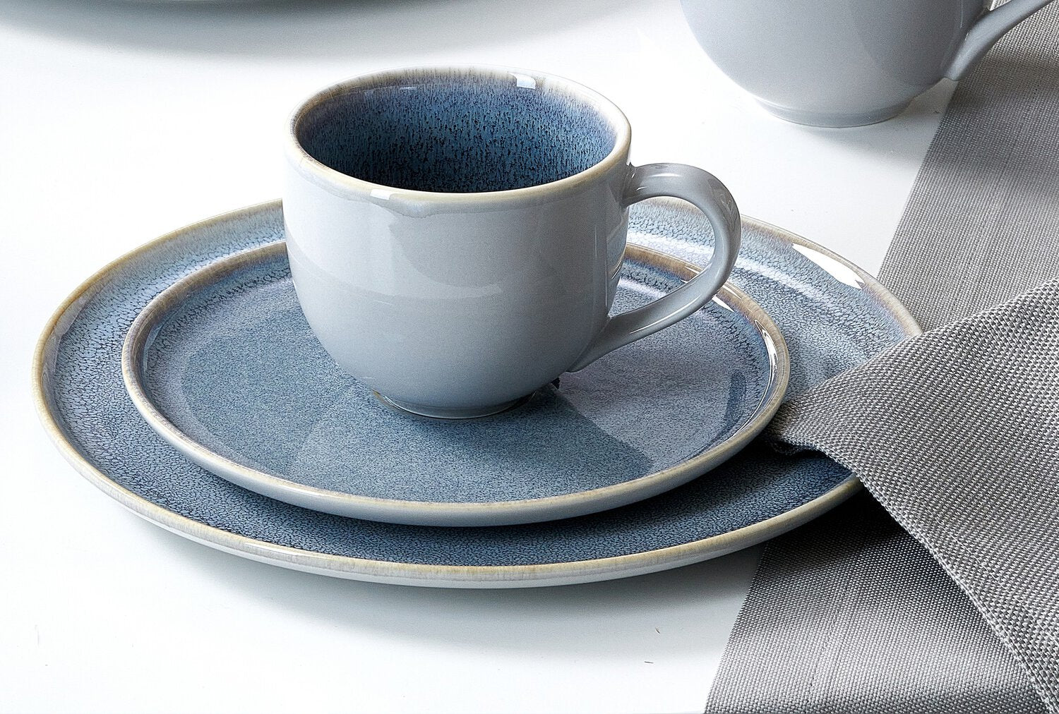 Ritzenhoff & Breker Kaffee-Set Skagen – 12-teiliges Set, Ø 16 cm, Porzellan, Grau, spülmaschinenfest