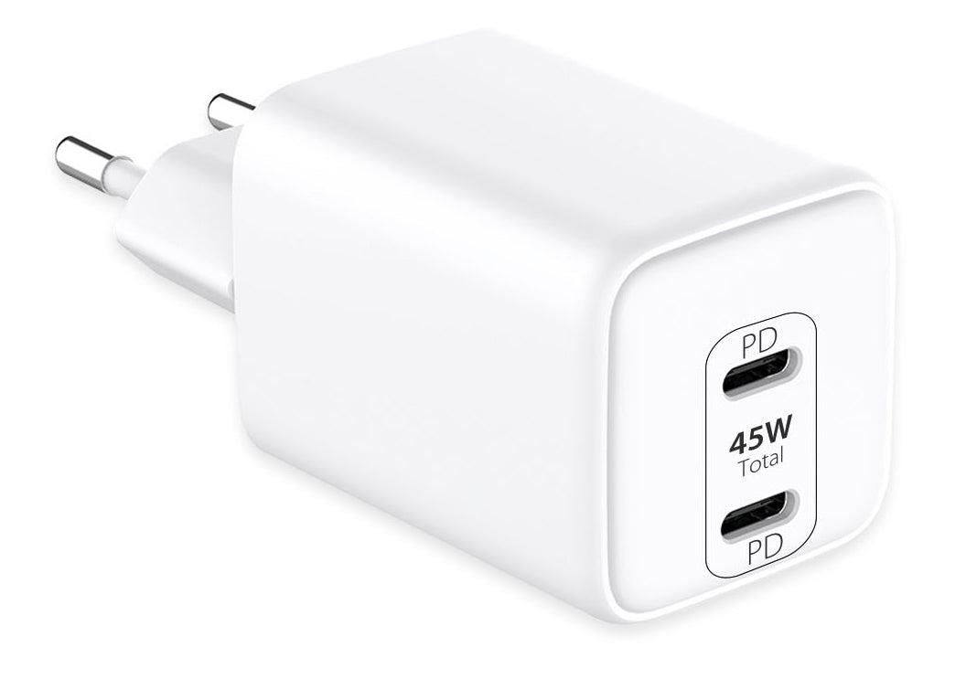 LMP Netzladegerät – 45 W, 2× USB-C, GaN, PD 3.0, PPS, weiss