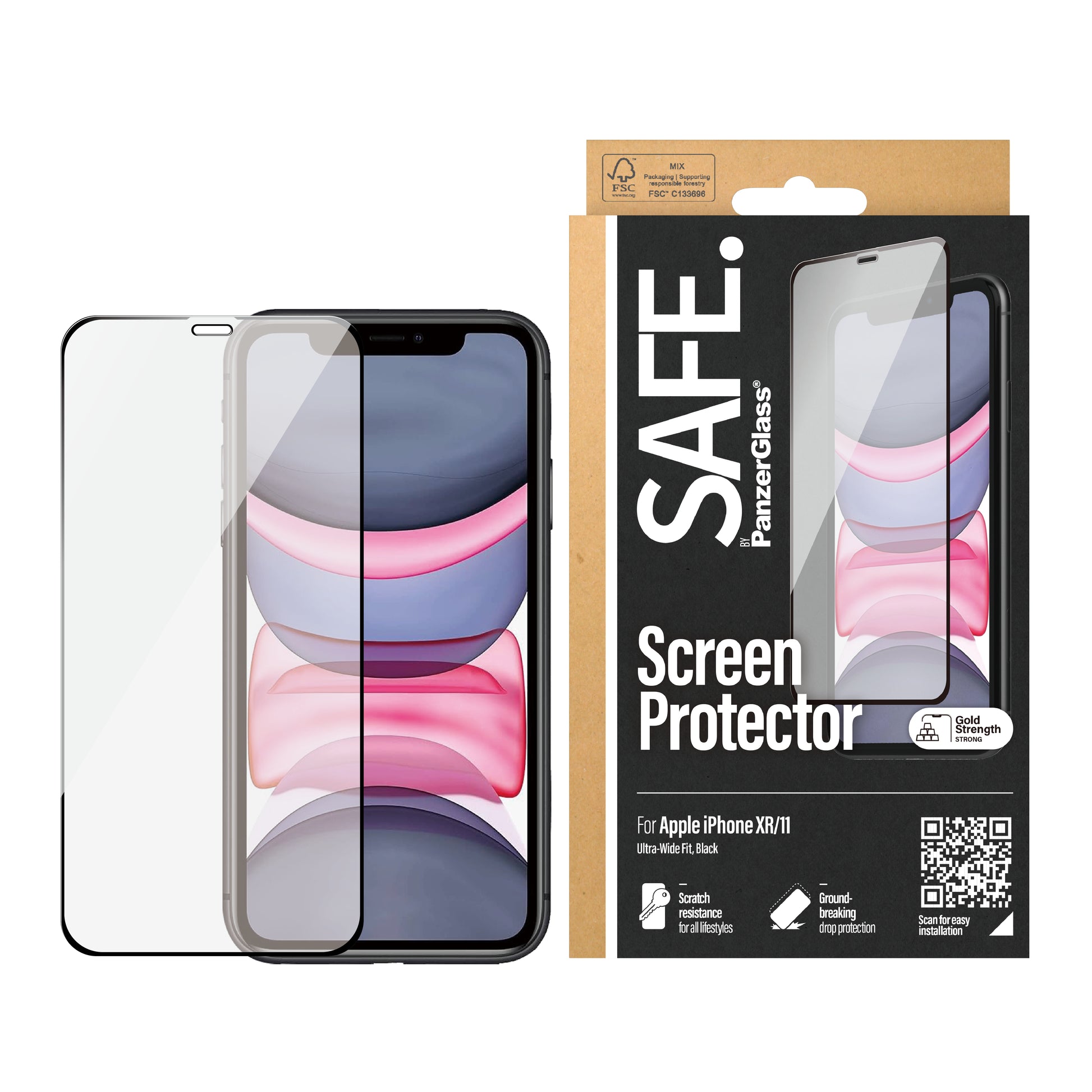 PanzerGlass SAFE. – Displayschutz (Panzerglas), Case Friendly – für iPhone XR/iPhone 11