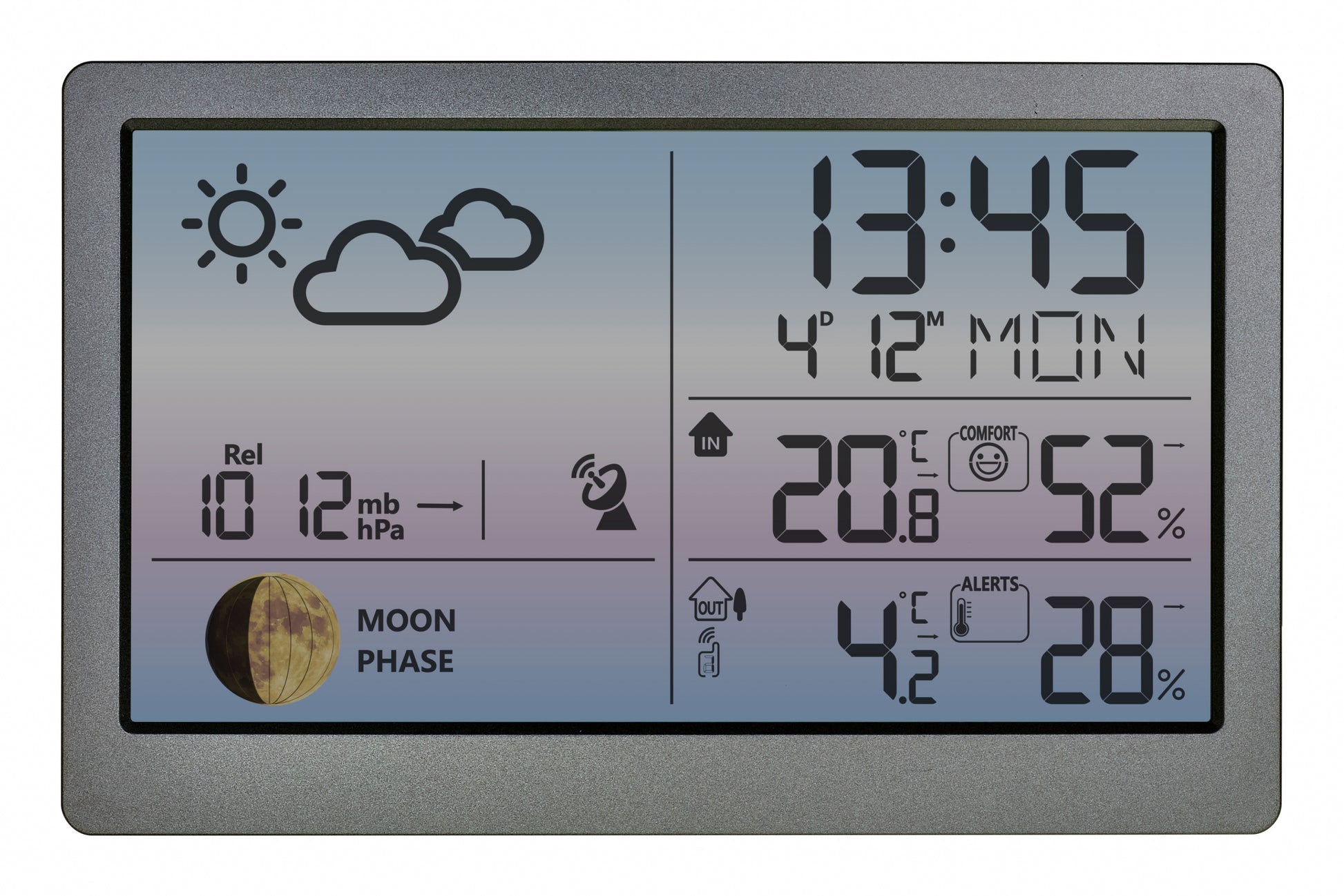 TFA-Dostmann TFA Dostmann Luna Sky – Wetterstation, Funk (433 MHz), innen/aussen, Thermometer & Hygrometer – Silber
