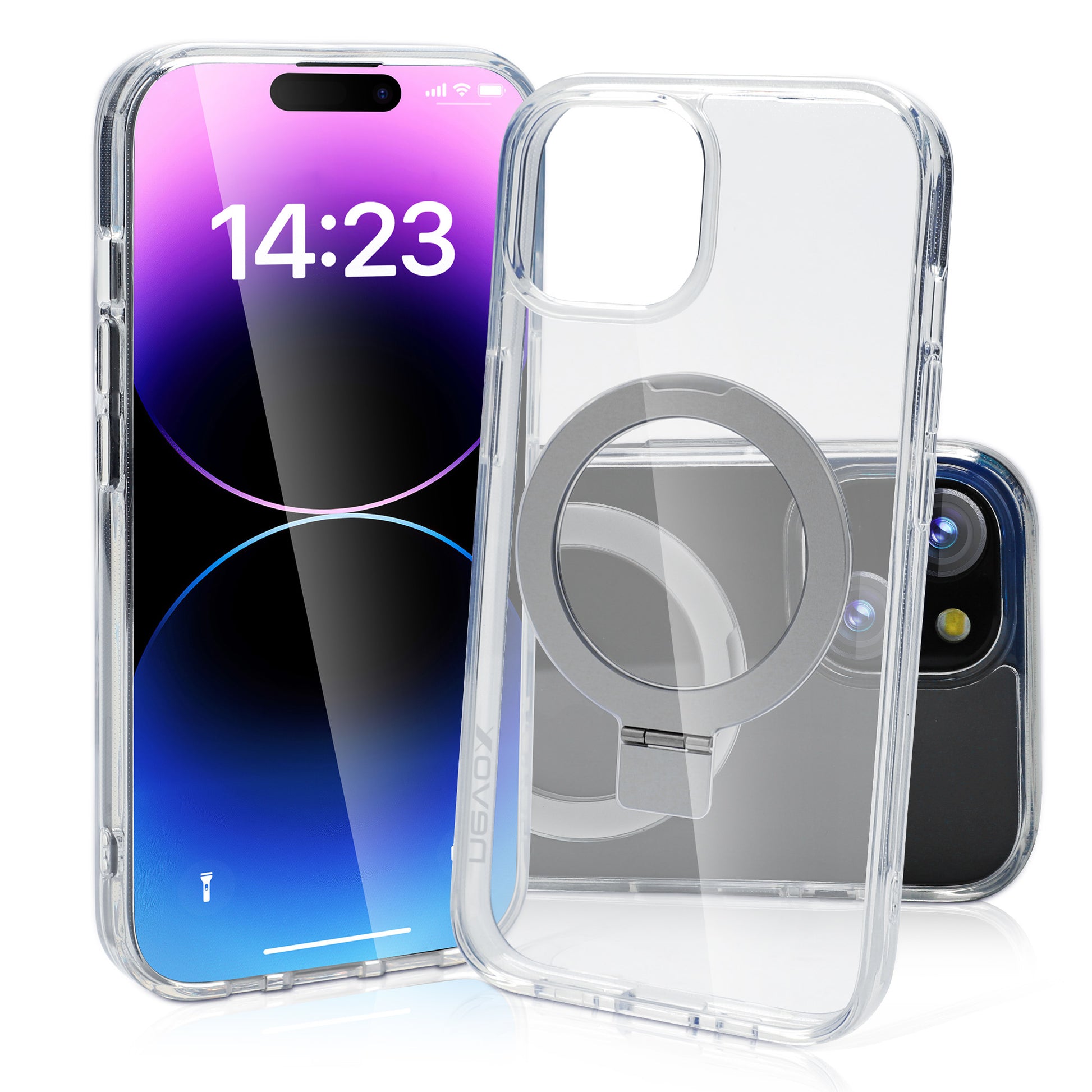 Nevox – Backcover – für Apple iPhone 16 – Transparent – TPU – MagSafe-kompatibel, Desktop-Ständer