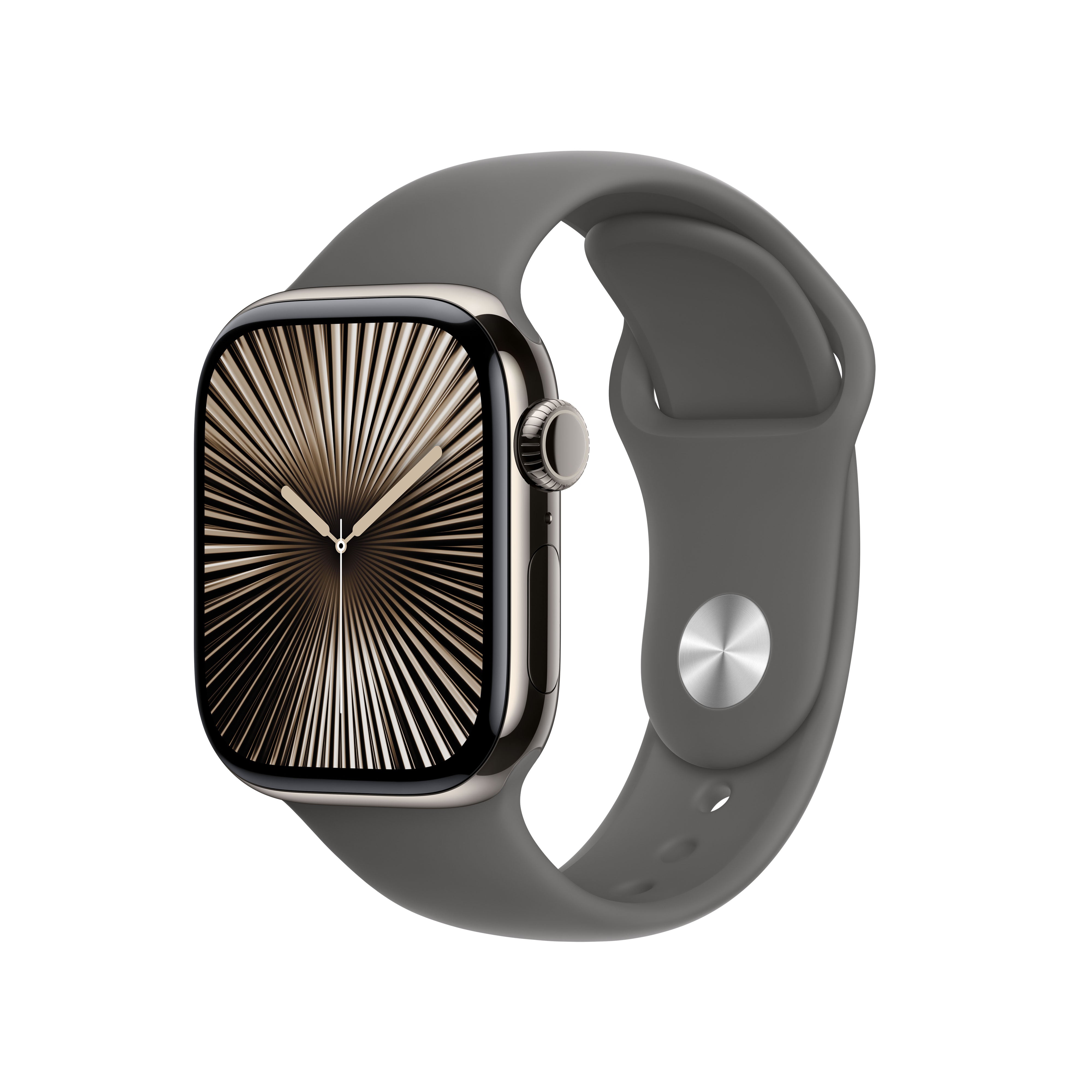 Apple Watch S10 – Smartwatch – 42 mm, LTE, OLED, 50 m, Natural Titanium, Stone Grey Sportarmband