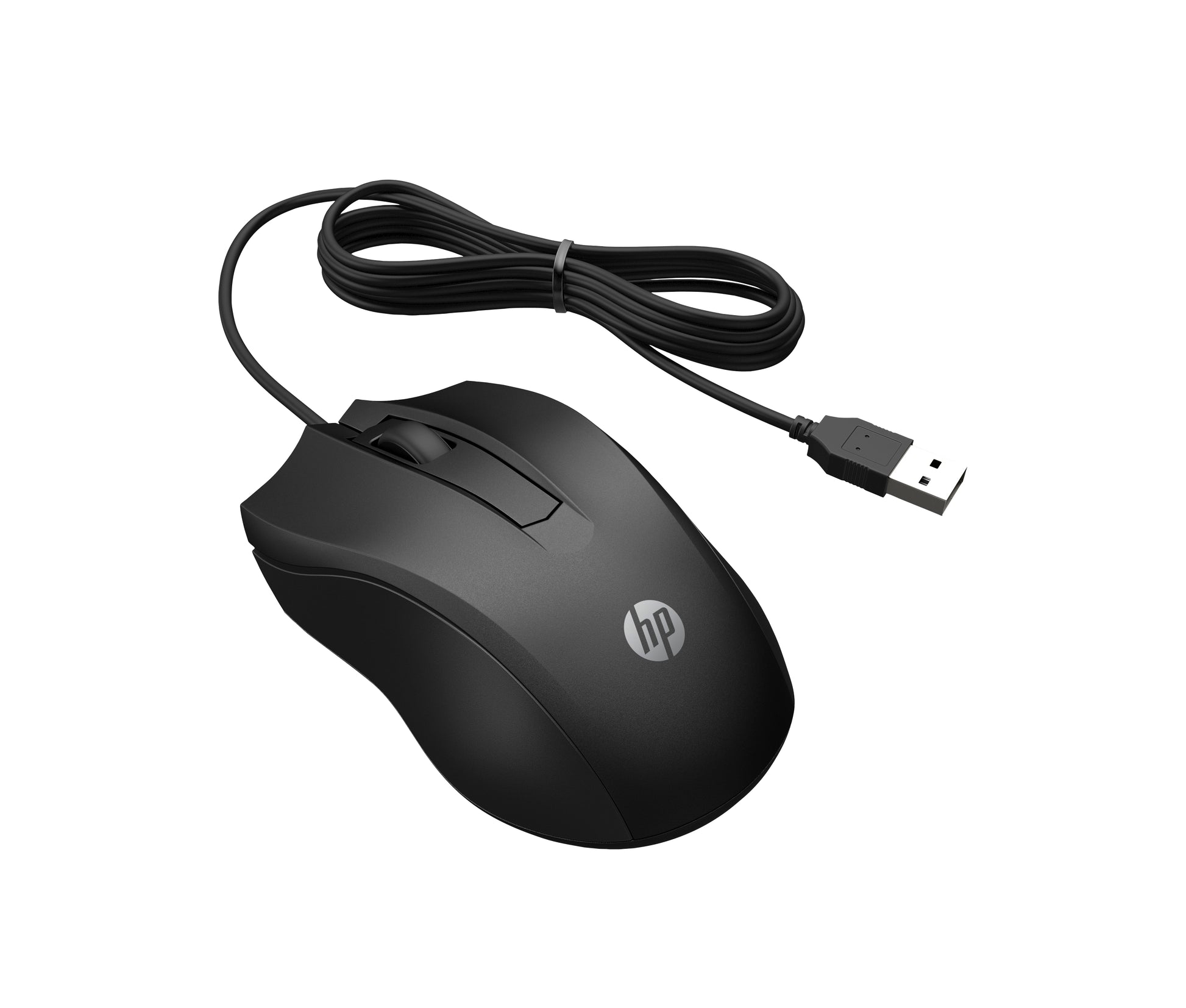 HP 100 – Maus – Kabelgebunden (USB‑A), 1600 DPI, Schwarz