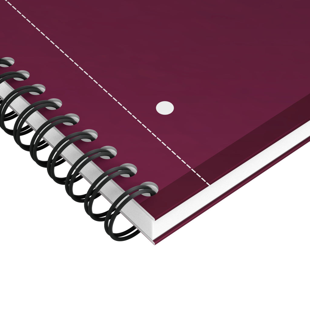 Oxford Collegeblock – A4+ – Doppelspirale, Hardcover, mikroperforiert, Kopfzeile, doppelter Rand, Burgund