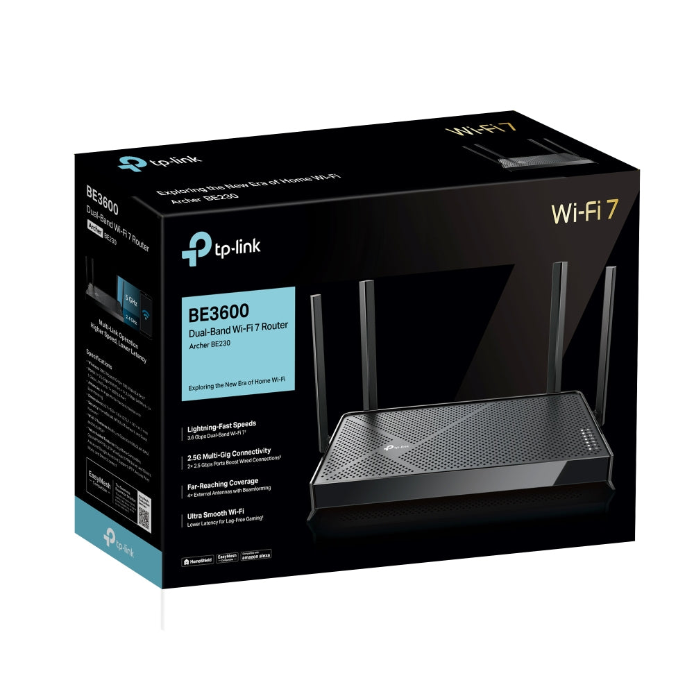 TP-Link Archer BE3600 – WLAN-Router – Wi-Fi 7 Dual-Band (2,4/5 GHz), 2,9 Gbit/s, 2.5GbE