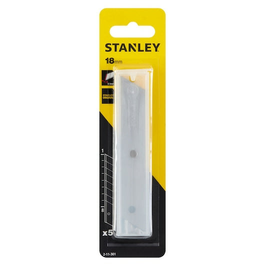 Stanley 18 mm Abbrechklingen – 5 Stk – mit Spender – für Cutter Interlock, Cutter 18 mm Autolock und andere