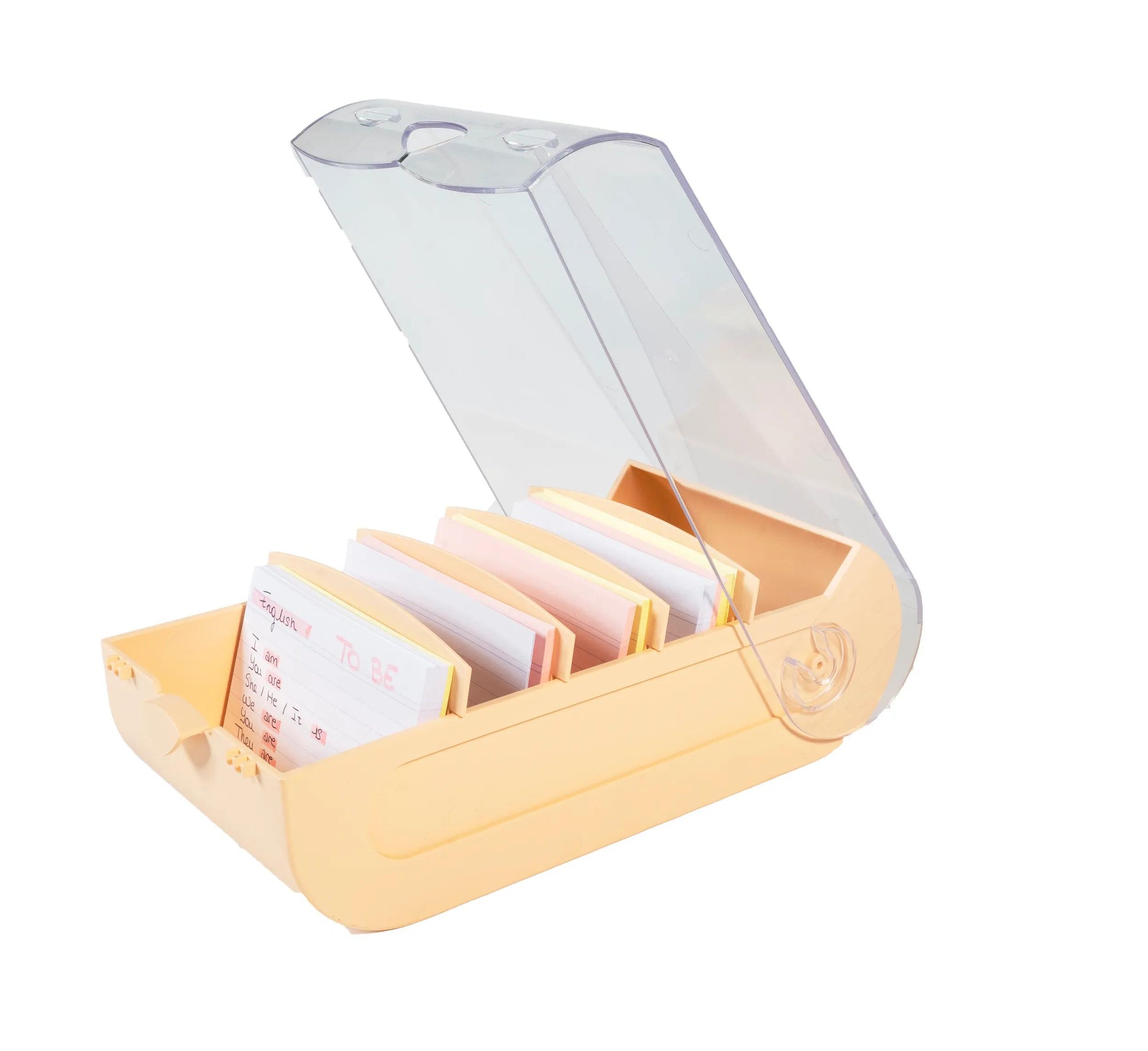 Exacompta Karteikasten BunnyBox – für A8 – mit Deckel, für 650 Karten, inkl. 100 Karten, Koralle