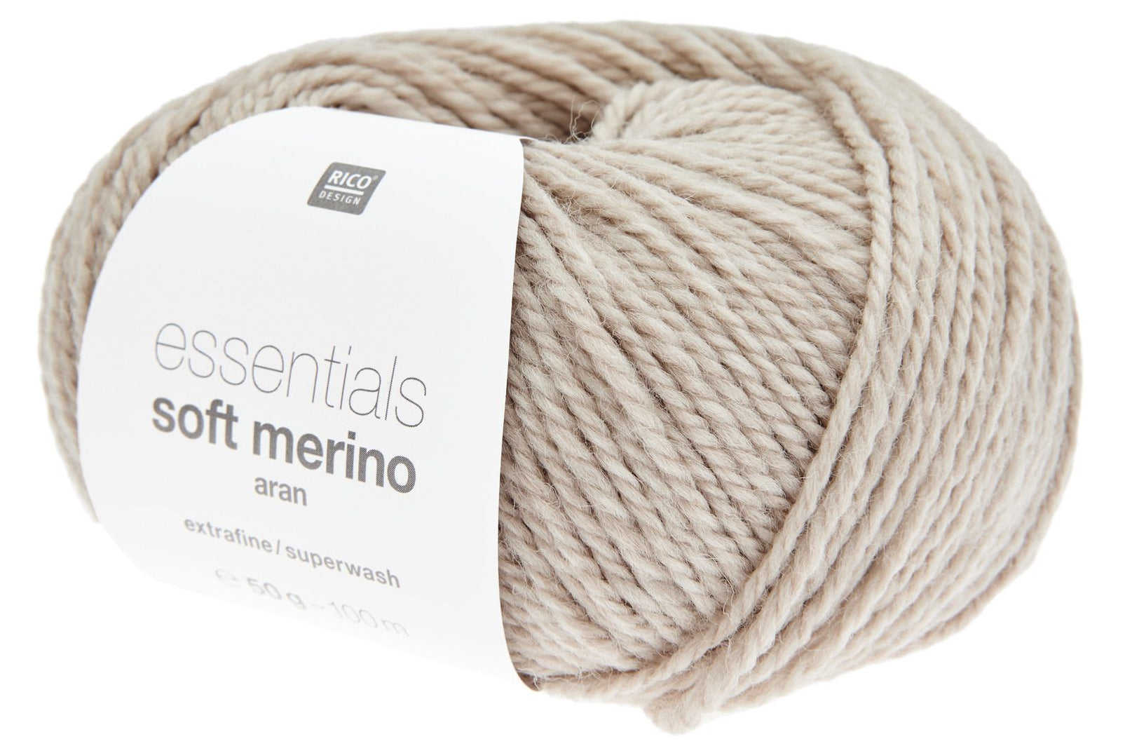 Rico Design Essentials Soft Merino Wolle Aran Camel – 50 g, 100 m, Nadel 5 mm, 100% Schurwolle (Superwash)