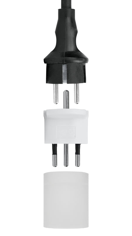 Steffen Adapterkabel, T12–Schuko (Typ E/F), 3-polig (geerdet), 10 A 250 V – Weiss