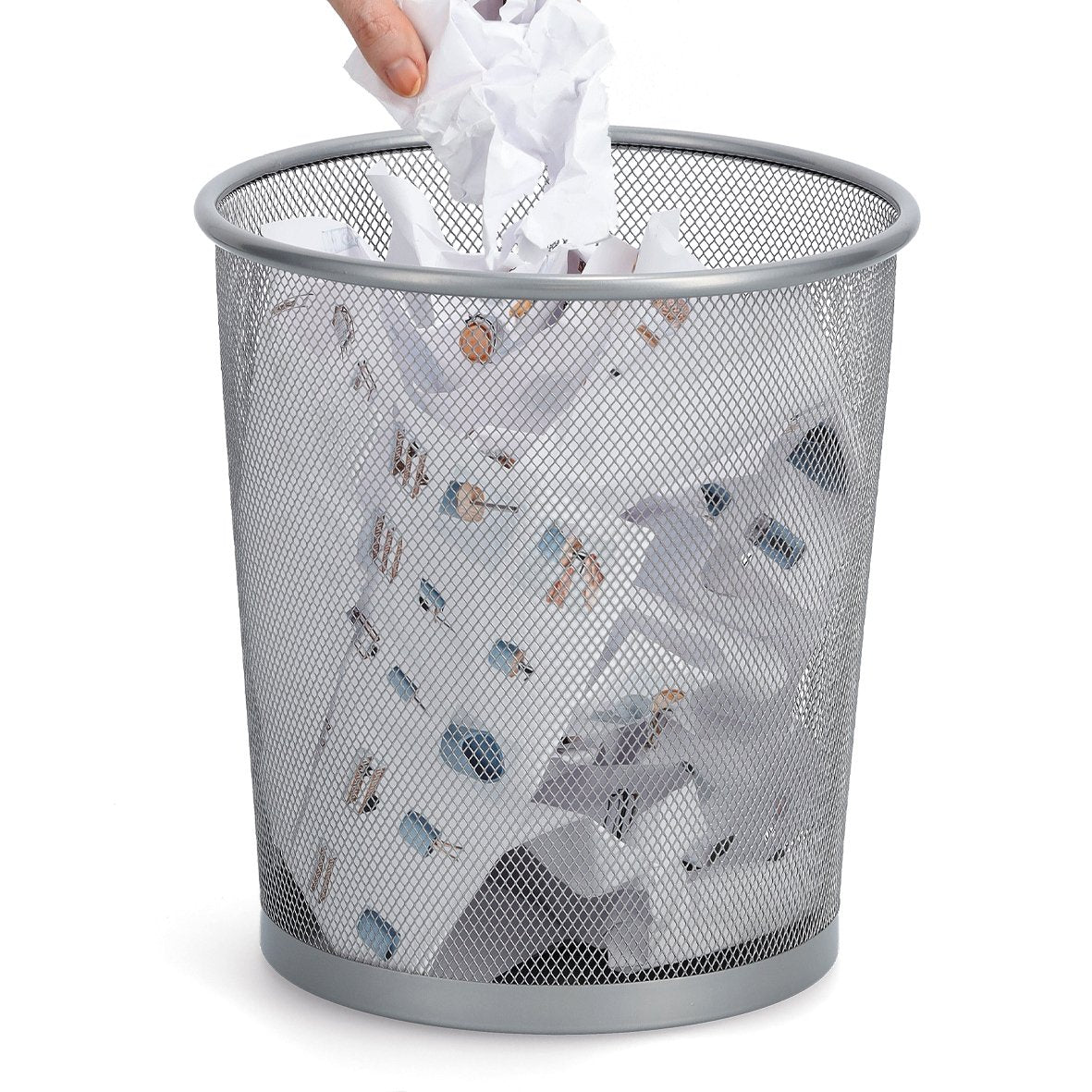 Zeller Present Papierkorb – 12 l – Metall, rund – silber