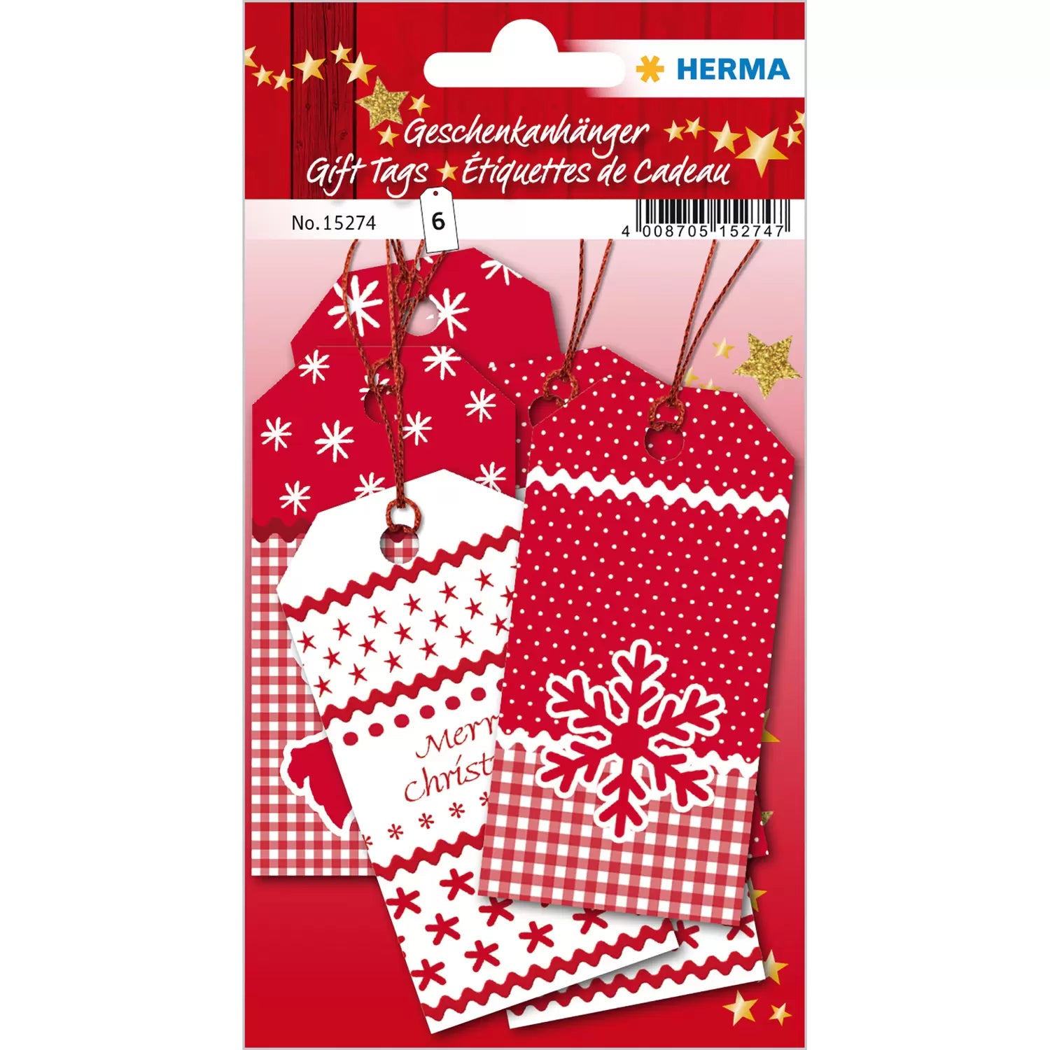 HERMA Geschenketiketten – White Christmas – 6 Anhänger, Papier – 40 × 80 mm