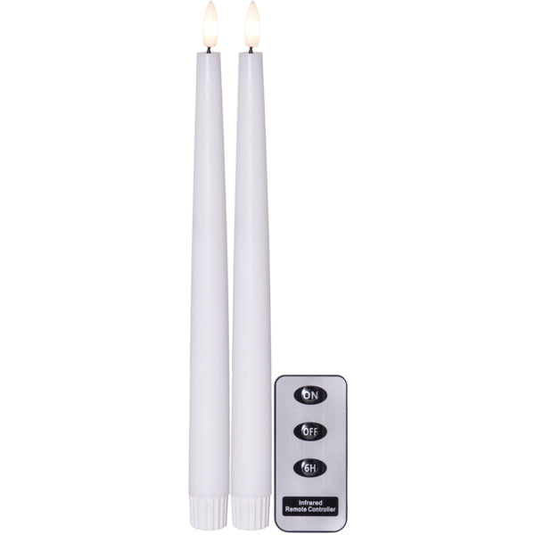 Star Trading LED Dekokerze – 2er Pack, Ø 2,1 × 28,5 cm, Warmweiss, Timer, Fernbedienung