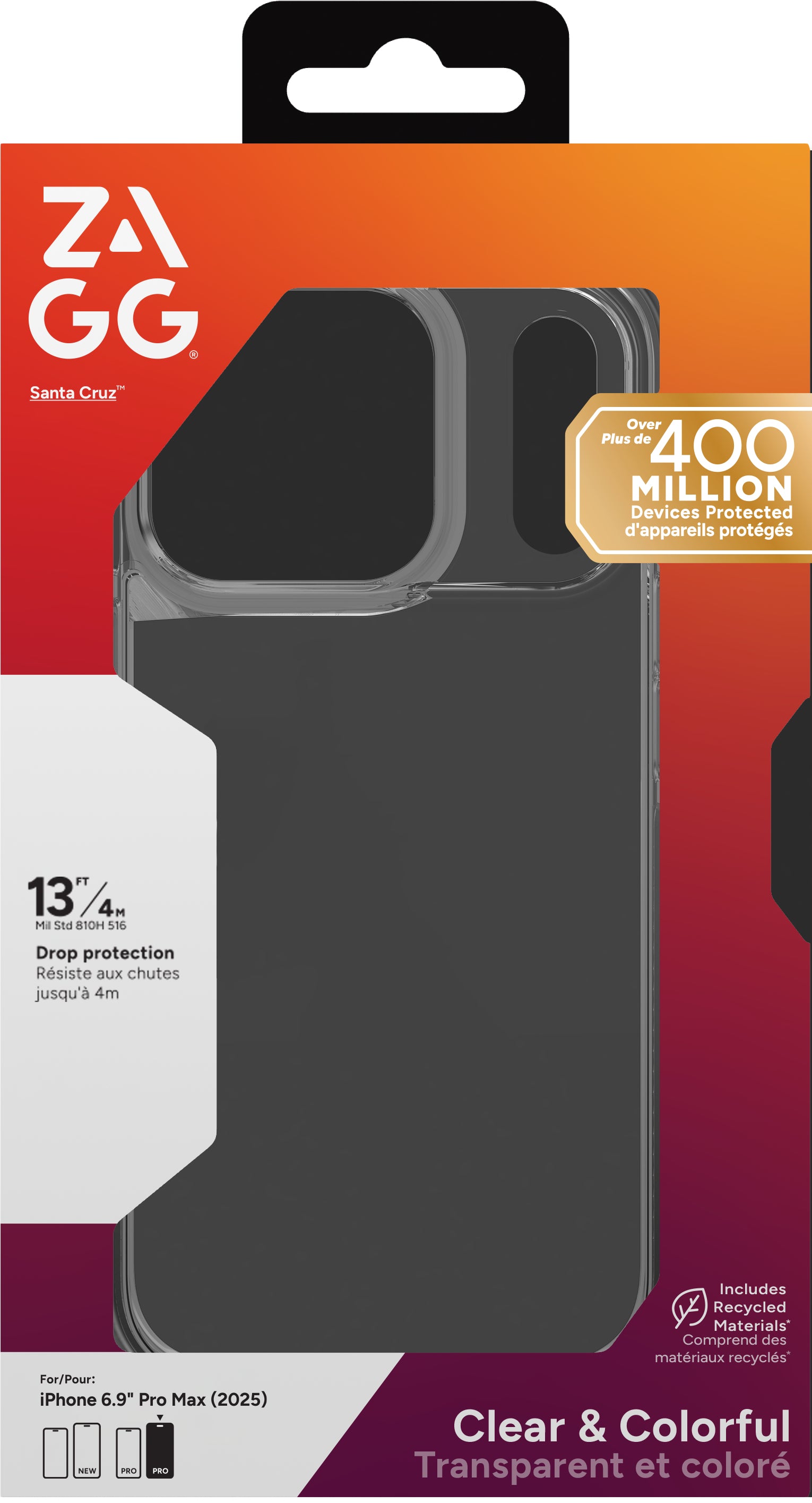 ZAGG Santa Cruz Backcover – für Apple iPhone 17 Pro Max, Graphen, Jet Black, bis 4 m sturzsicher