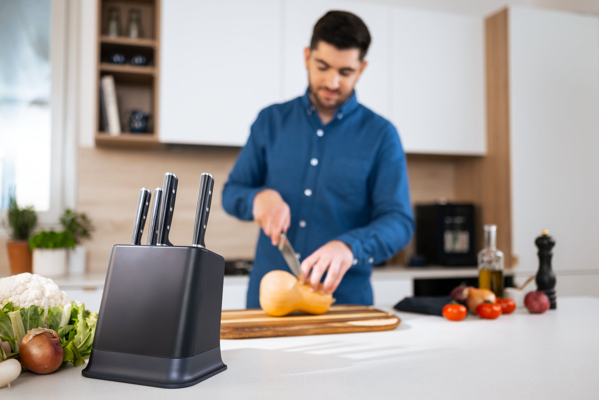 Tefal EverSharp Pro – Messerblock 5-teilig, Edelstahlklingen, Schwarz/Blau