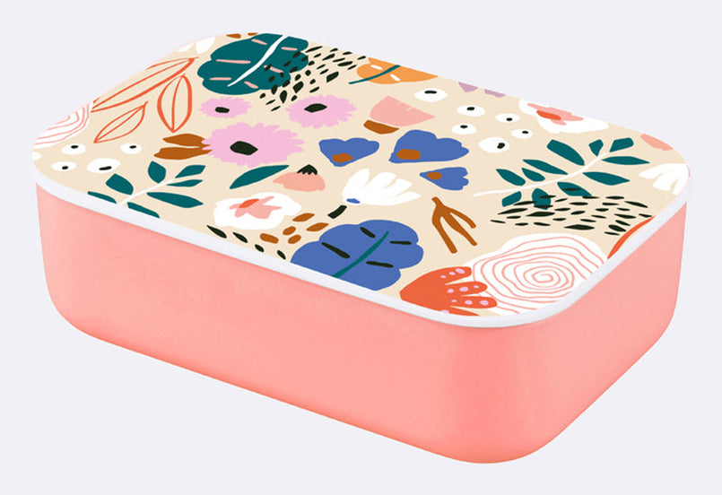 BioLoco Lunchbox 12 × 17 × 5 cm, Polylactid (PLA)/Silikon, rosa, mit Abtrennung