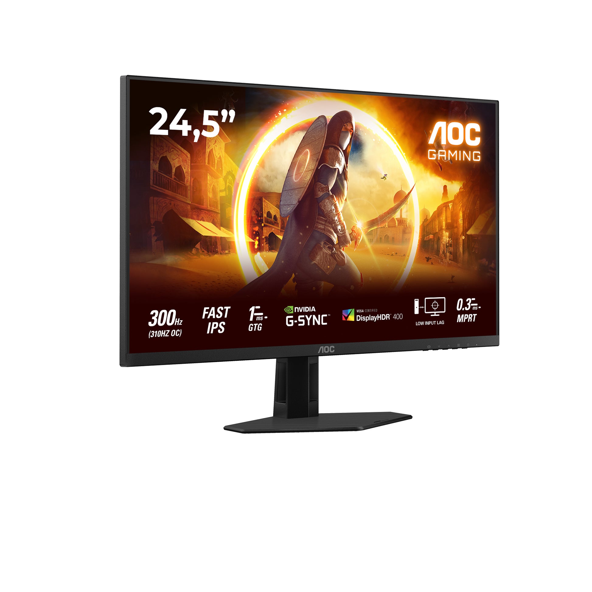 AOC 25G4SRE – Monitor, 24,5" 1920 × 1080 (Full HD), IPS, 310 Hz, G-Sync, Integrierte Lautsprecher, Rot