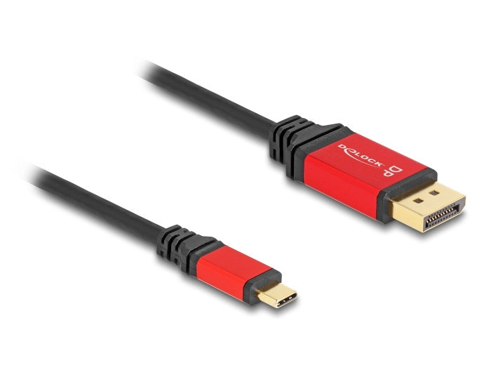 DeLOCK USB-C auf DisplayPort Kabel DP 1.4 8K 60 Hz – 3 m – HDR – Schwarz/Rot