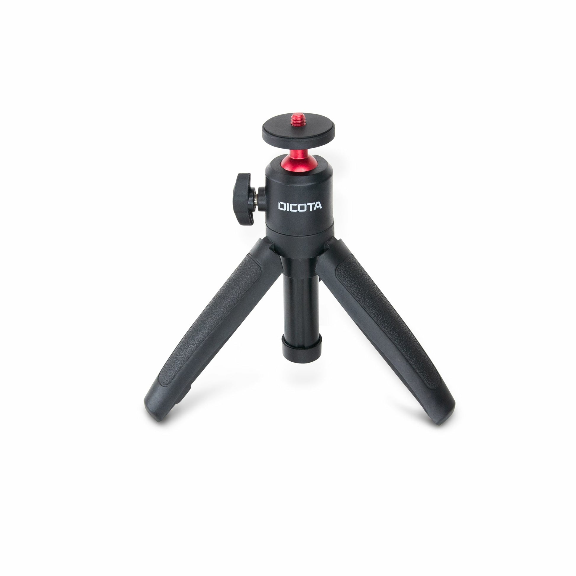 DICOTA D32049 Webcam-Stativ – 24,5 cm, 3-Bein, neigbarer Kugelkopf – für Webcams – Schwarz/Rot