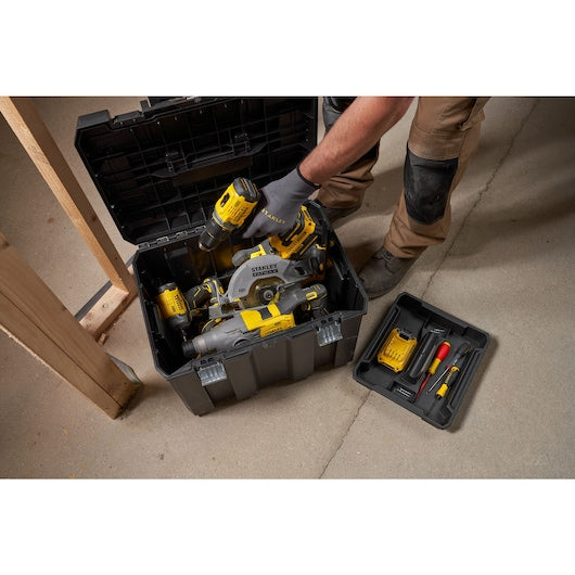 Stanley Werkzeugkasten FatMax TSTAK Mobile, 410 × 440 × 630 mm, schwarz, Teleskopgriff, 2 Rollen