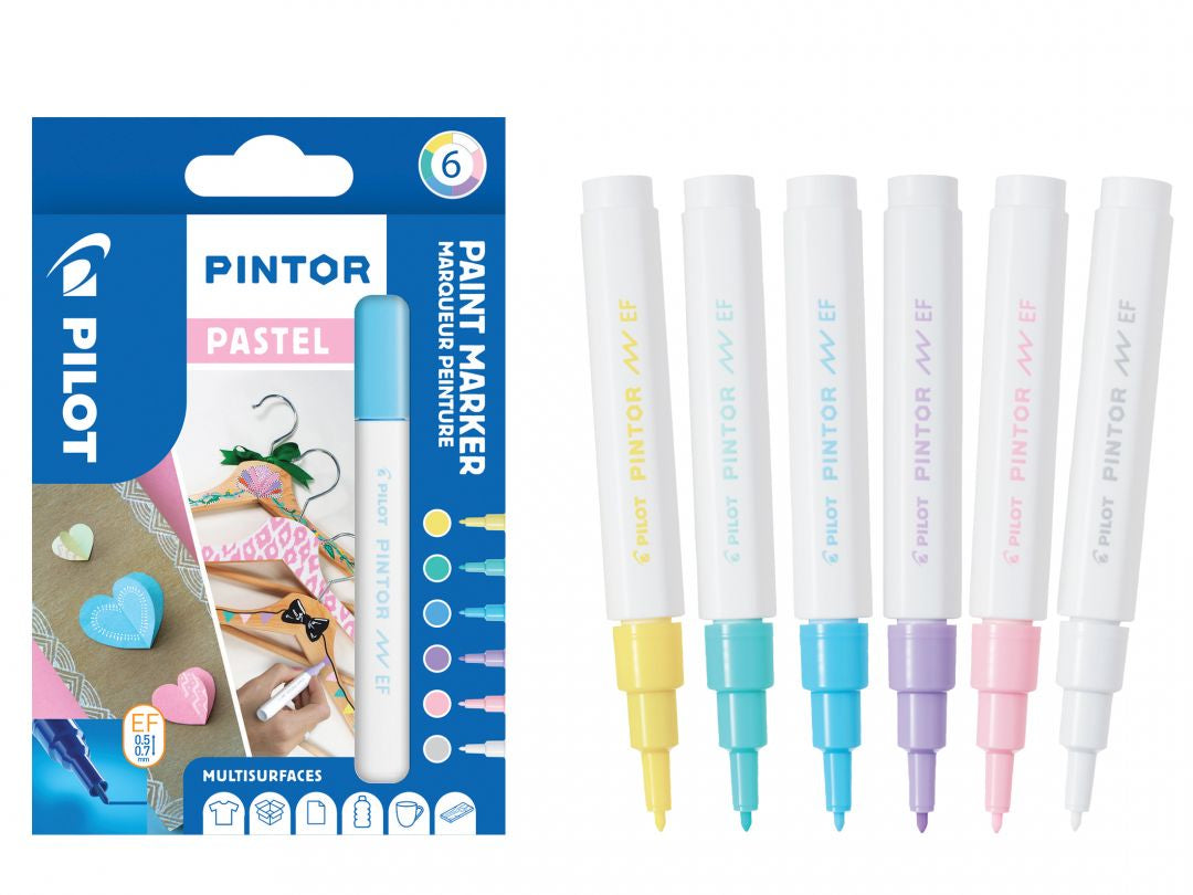 Pilot Pigment-Marker Pintor – Rundspitze 1,5-2,2 mm – Sortiert – 6er-Set – Lichtbeständig
