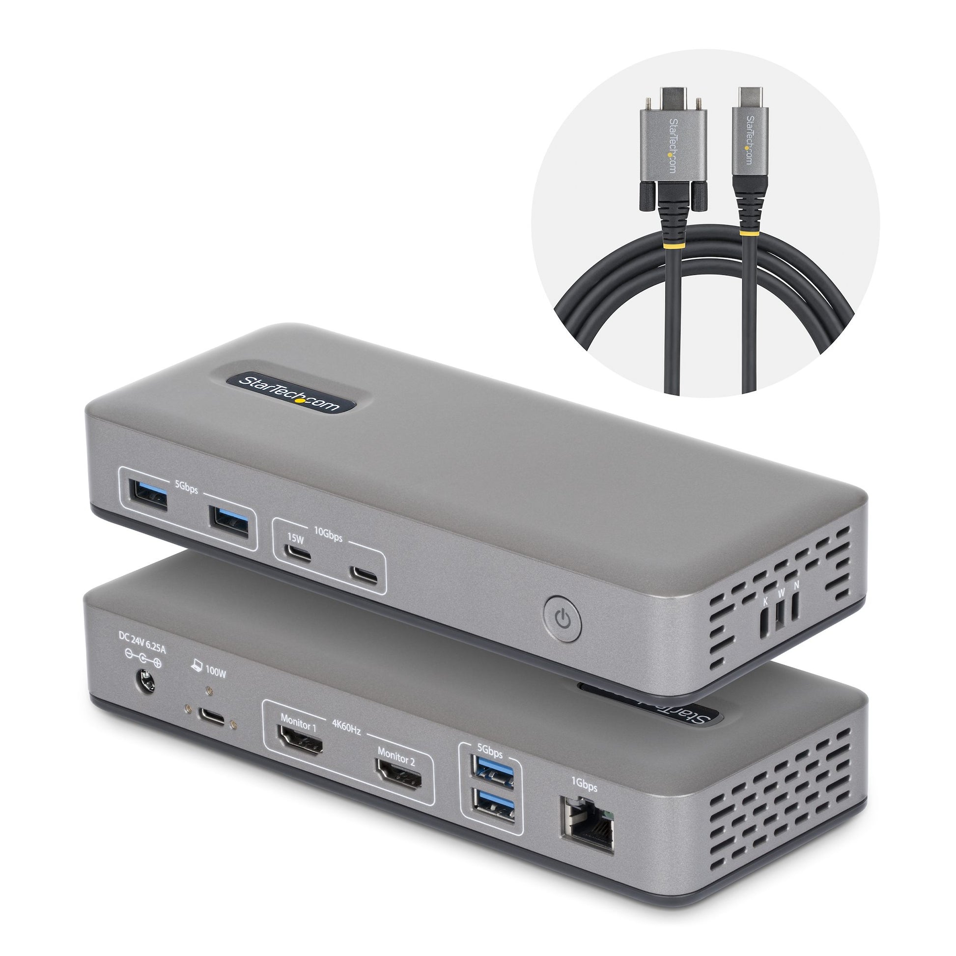 StarTech.com 196UE-USBC Dockingstation – USB-C, 2× HDMI, 4× USB-A, 2× USB-C, 100 W PD, GbE, für Windows/Linux