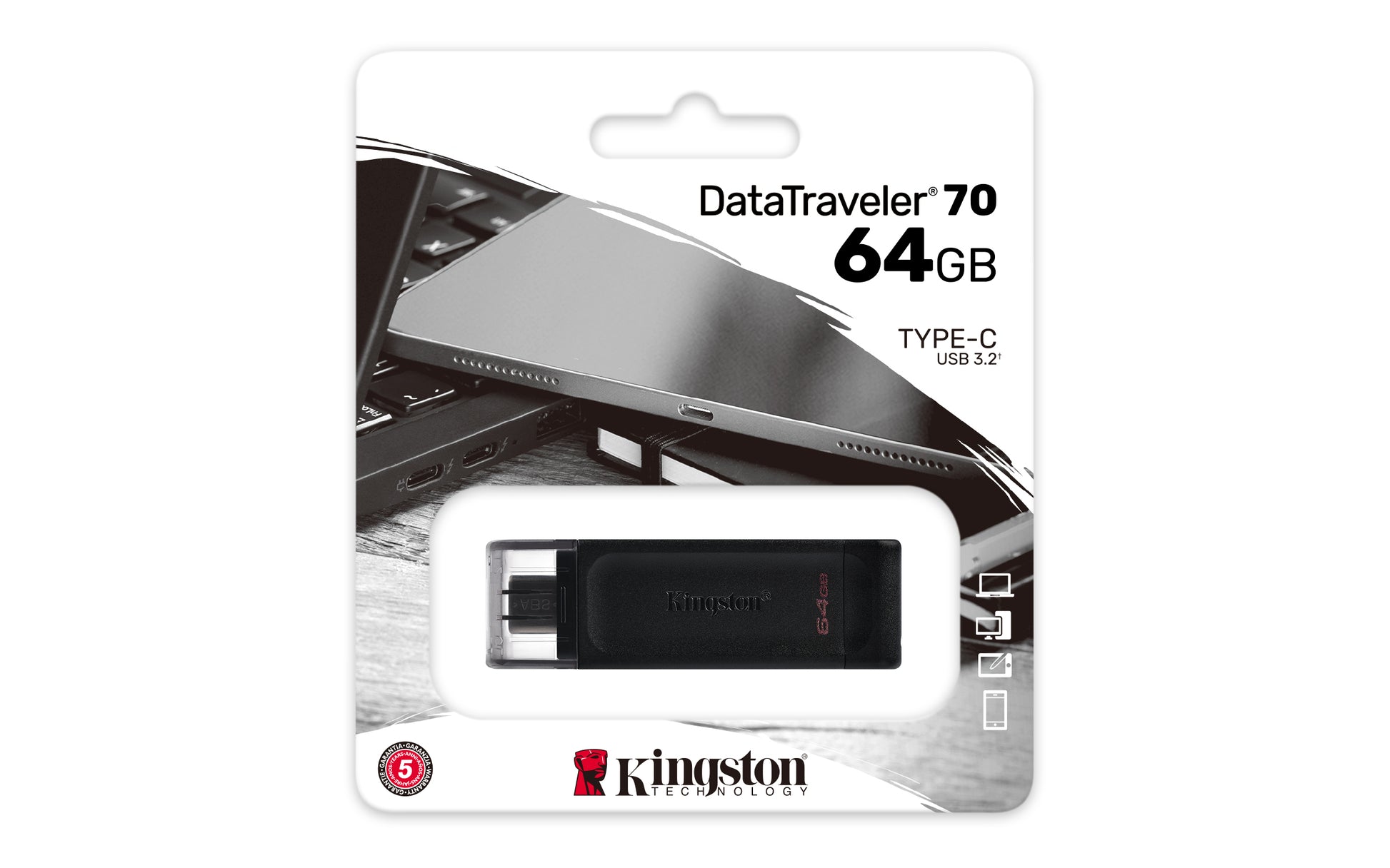 Kingston Technology Kingston DataTraveler 70 USB-Stick – 64 GB, USB 3.2, USB-Typ-C