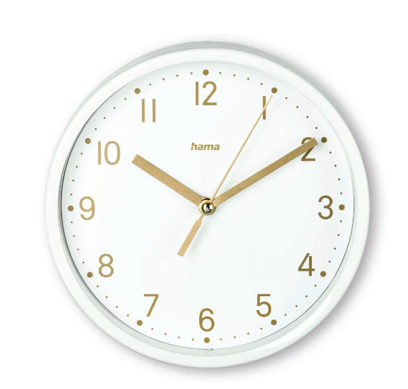 Hama Madeira Tischuhr – Analog, lautlos, Ø 16 cm, weiss, Kunststoff/Glas