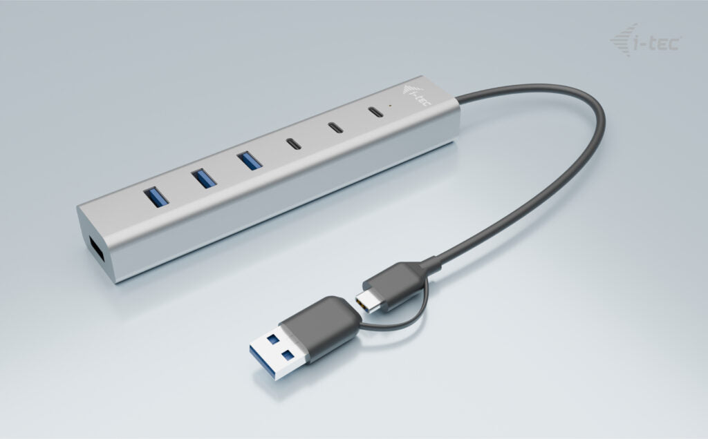 i-tec USB-Hub – USB 3.2 Gen 1, 3× USB-C, 4× USB-A, für Windows/Mac/ChromeOS