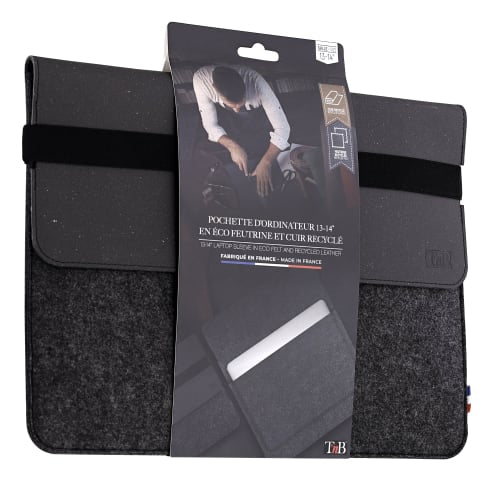 T'nB Notebook-Schutzhülle bis 14" – Schwarz/Grau