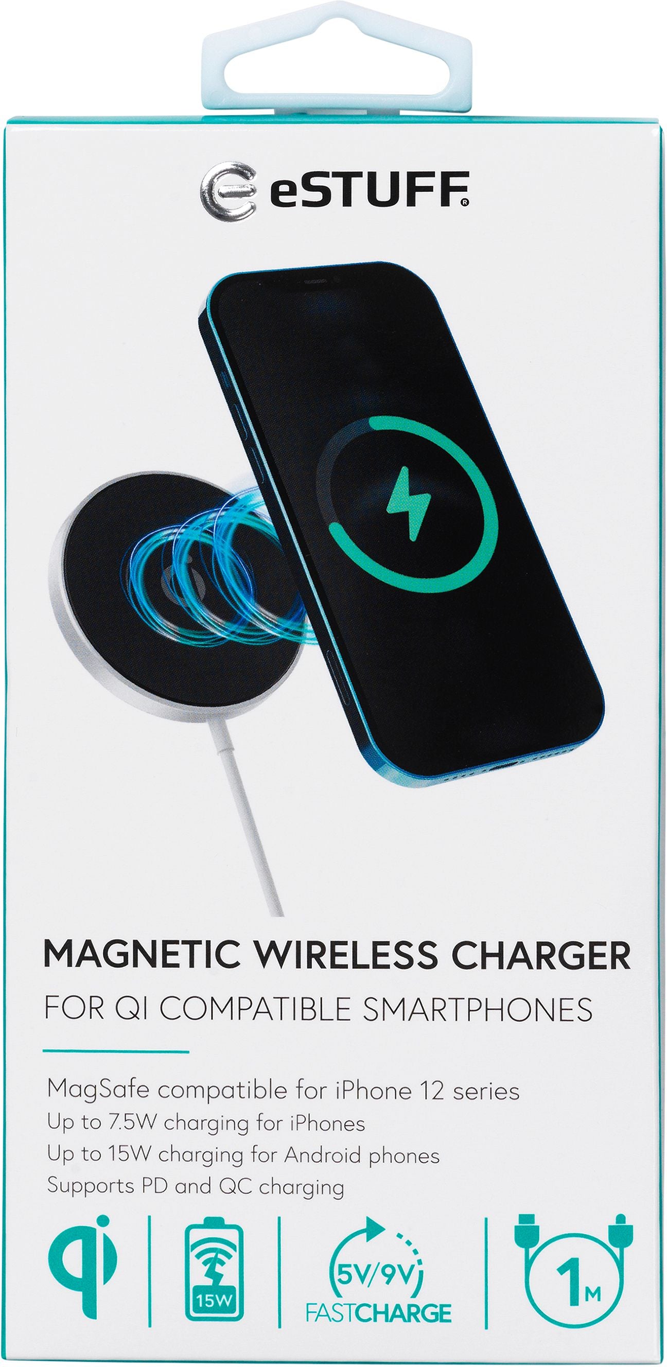 eSTUFF Magnetisches Wireless Ladegerät 15 W – USB‑C, MagSafe – für iPhone 12 Serie & Qi Smartphones