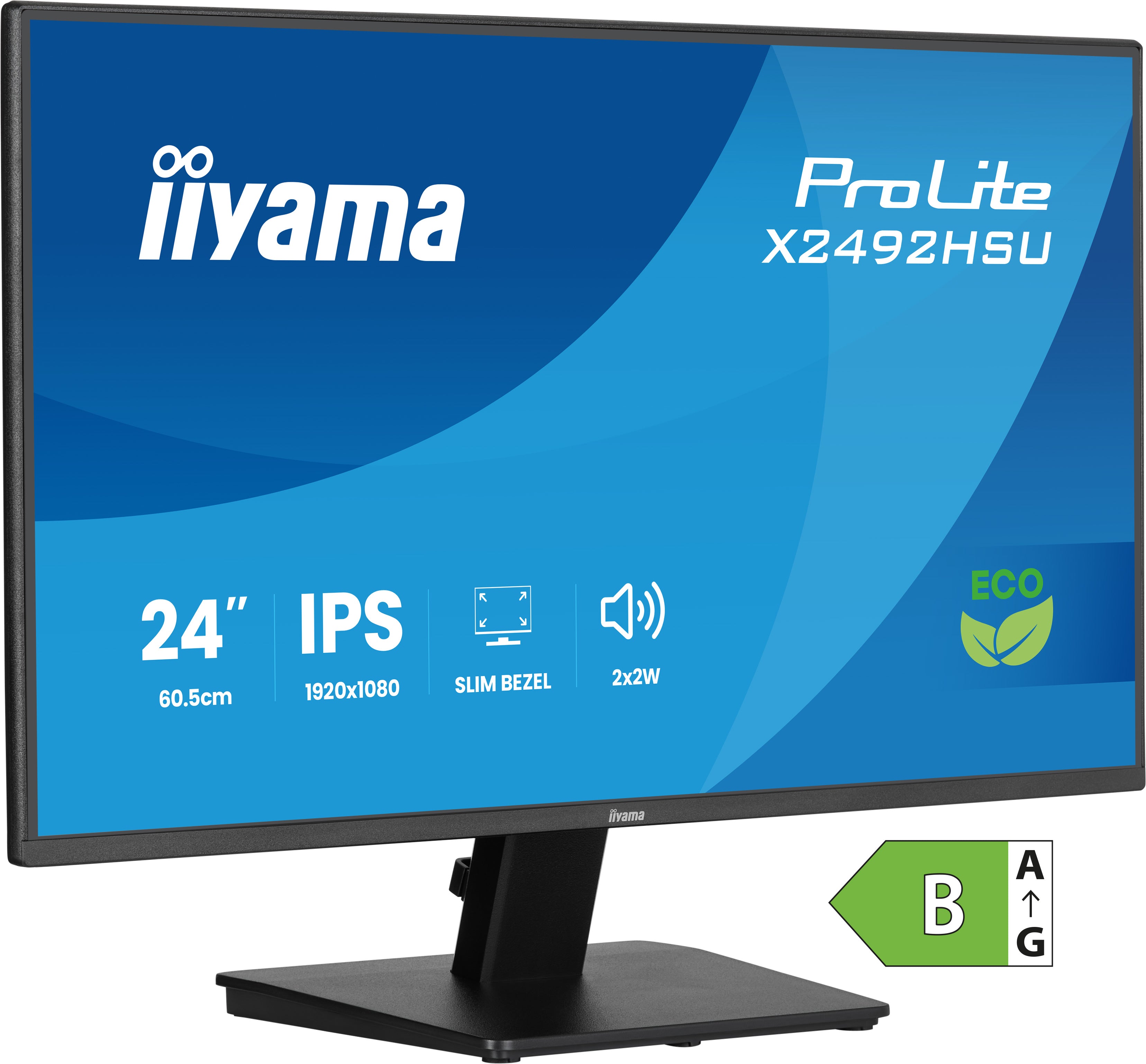 iiyama ProLite X2492HSU-B1 – Monitor, 24", 1920 × 1080 (Full HD), IPS, 120 Hz, 300 cd/m²