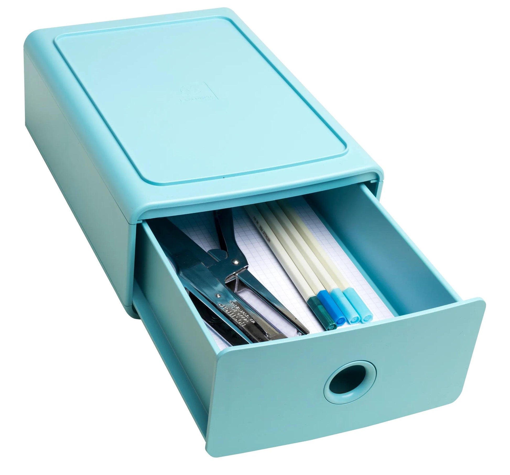 Exacompta SKANDI Schubladenelement – 1 Schublade, für A5+, blau, Polystyrol (PS), B 190 × H 107 × T 265 mm