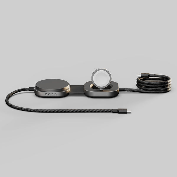 Zens 3in1 Wireless Charger Kabelloses Ladegerät 240 W – Qi2, PD, MFi – USB‑C×2 – schwarz