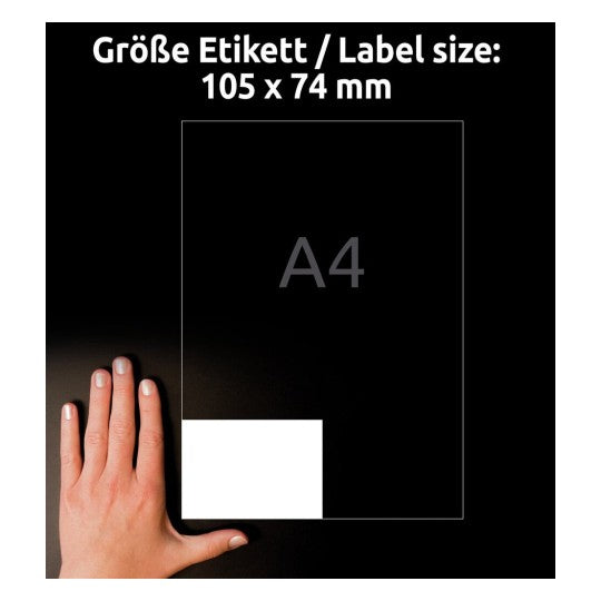 Avery 6138 – Etiketten A4 105 × 74 mm – Papier, weiss – Laser/Inkjet – 8 pro Blatt, 30 Blätter