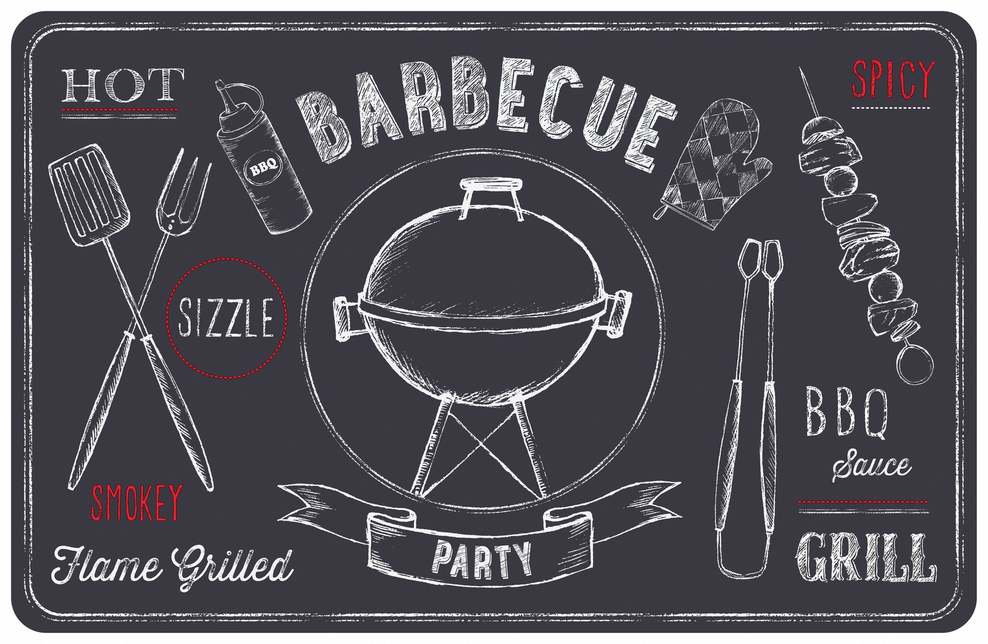 d-c-fix Tischset Barbecue – PP, Schriftzug Design, 44 × 29 cm